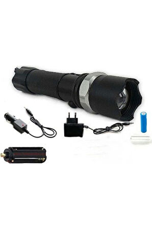 Km-110 Profesyonel Şarjlı El Feneri Ledli+flashlight+zoom Özellikli 6 Parça Full Set