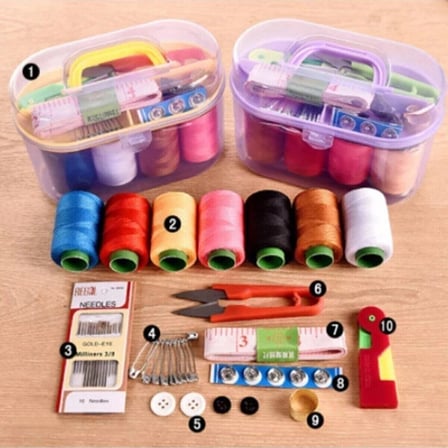 #DikişSeti Seyahat Tipi Özel Kutulu İğne Iplik Balıkçı Makas Mezura Yüzük 40 Parça Mini Dikiş Seti