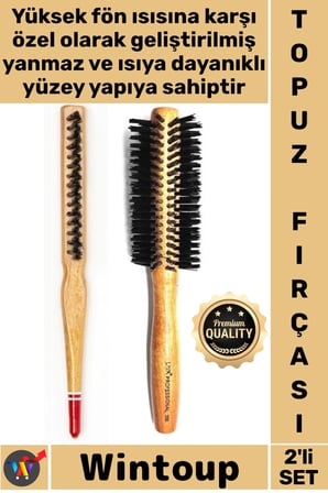 #Fırça Isıya Dayanıklı Sağlam Ergonomik Saplı Salon Profesyonel Yanmaz Set Topuz Saç Fırçası 2'li