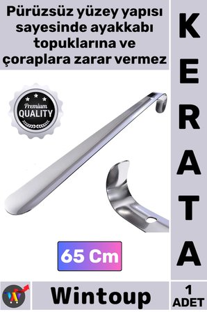 #Kerata Metal Paslanmaz Sağlam Uzun Lüks Ergonomik Çelik Krom Kaplama Ayakkabı Çekeceği Kerata 65 Cm