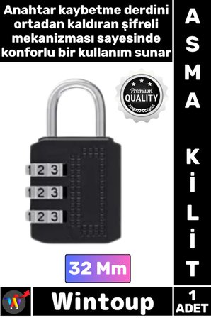 #Kilit Çelik Gövde Güvenli Metal Su Geçirmez Uzun Ömürlü Dayanıklı Kaliteli Şifreli Asma Kilit 32 Mm