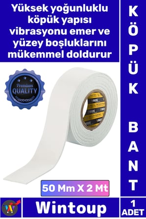 #Bant Güçlü Yapışkanlı Montaj Bandı Dayanıklı Sabitleyici Çift Taraflı Köpük Bant 50 Mm X 2 Metre