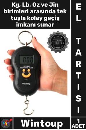 #ElTartısı Bagaj Valiz Ölçer Elektronik Dijital El Kantarı 10 Gr Hassas 50 Kg Terazi Gülen Yüz Tartı