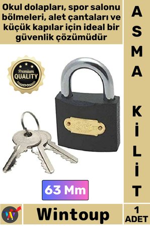 #Kilit Çelik Gövde Güvenlik Kilidi Dayanıklı Koruma Emniyetli Sağlam Mekanizma Asma Kilit 63 Mm