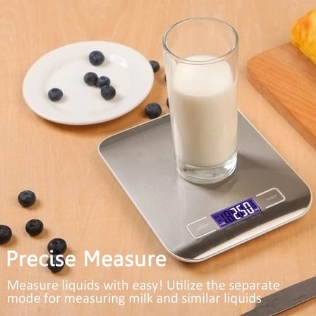 #Terazi Gümüş Metal LCD Ekran Paslanmaz Çelik + Pil Şık Lüx Dijital Mutfak Terazisi 5 Kg 1 Gr Hassas