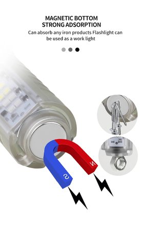 #ElFeneri Mıknatıslı Oto TG LED Güçlü 8 Modlu Type C 1000 Lümen Polis Çakarlı Şık Şarjlı El Feneri