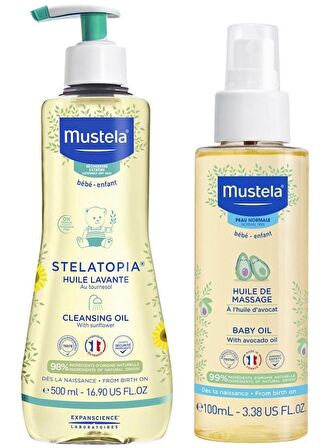 Mustela Stelatopia Temizleme Yağı 500 ml- Mustela Bebek Bakım Masaj Yağı 100ml