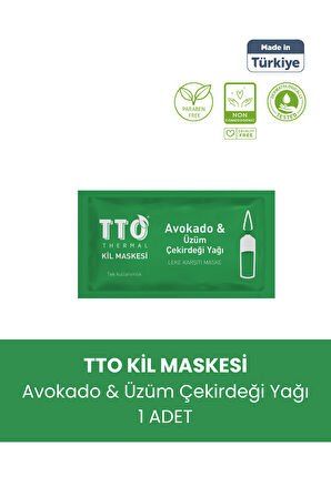 TTO THERMAL Avokado ve Üzüm Çekirdeği Yağ İçeren Kil Maskesi 1 Adet