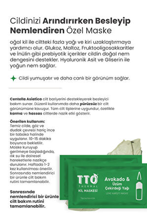 TTO THERMAL Avokado ve Üzüm Çekirdeği Yağ İçeren Kil Maskesi 1 Adet