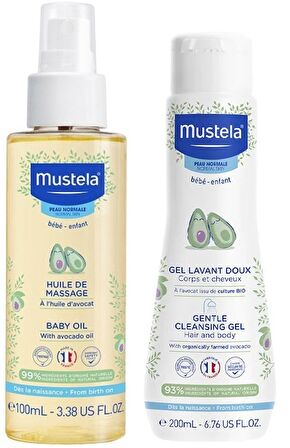 Mustela Bebek Bakım Masaj Yağı 100ml - Mustela Gentle Cleansing Gel Yenidoğan Şampuanı 200 ml