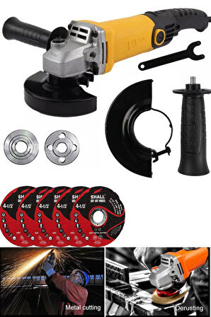 Germany Bakır Sargılı 4500 W 115 Mm Devir Ayarlı Spiral Avuç Içi Kesme Ve Taşlama Makinası