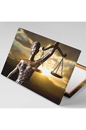 Themis Heykeli Eşitlik Adalet Terazi Hakim Savcı Hukuk Bürosu Dekoratif Kanvas Tablo