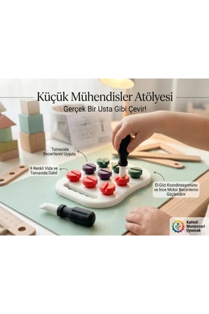 Organik Bazlı Renkli Vidalama Seti Oyuncağı - Eğitici Aktivite Seti - Çocuk İnce Motor Gelişimi