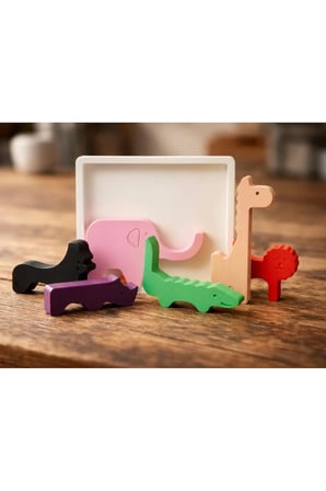 Organik Bazlı Hayvanlar Alemi Yapboz Seti Oyuncağı - Eşleştirme Eğitici Aktivite Seti - Montessori Okul Öncesi Öğretici Çocuk İnce Motor Gelişimi Puzzle