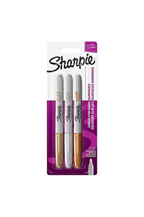 Metalik Markör, Karışık 3'lü Paket (Altın, Gümüş ve Bronz)