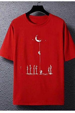 aya tırmanan astronot baskılı oversize basic o yaka unisex t-şhirt