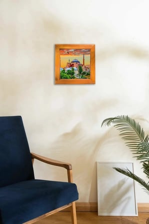 Ahşap Çerçeveli Ayasofya Cami Dekoratif Ahşap Tablo 21x21 Cm