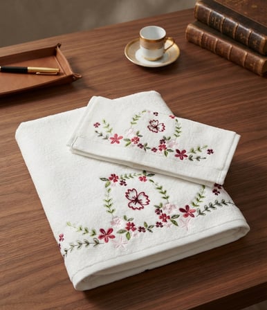 Aybüke Kadife 3D Nakışlı Analı Kızlı Havlu Takımı 1 Adet 30x50 cm ve1 Adet 50x90 cm