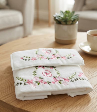 Aybüke Kadife 3D Nakışlı Analı Kızlı Havlu Takımı 1 Adet 30x50 cm ve1 Adet 50x90 cm