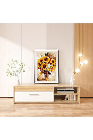 Ayçiçeği Kadın Sayılarla Boyama Seti, Hobi Seti, 40X50 Tablo, Fırça Boya Asma Aparatı Dahil, Doğa,
