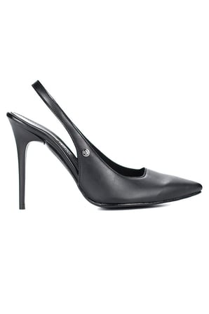 Zerina Siyah Cilt Esnek Yumuşak Kaymaz Taban İnce Topuklu (11cm) Kadın Stiletto