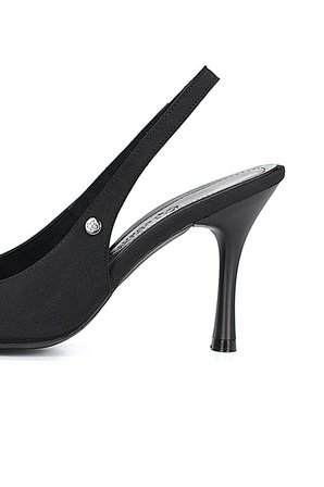 Lavender Esnek Yumuşak Kaymaz Taban (8 cm) Siyah Süet Açık Lastikli Kadın Topuklu Ayakkabı