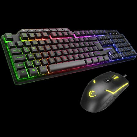 Rampage Km- 9858 Jazzy Siyah Rainbow Backlight Makro Tuşlu Gaming Klavye + 3600 Dpi Mouse Set