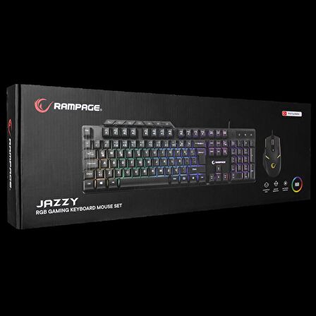 Rampage Km- 9858 Jazzy Siyah Rainbow Backlight Makro Tuşlu Gaming Klavye + 3600 Dpi Mouse Set