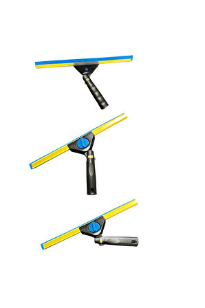 2 Metre Teleskopik Cam Silme Seti – Döner Başlıklı 45+35 cm Cam Çek + 35 cm Mop Ucu
