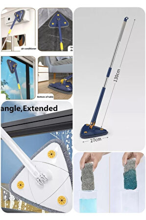 Paspas Mop Kendinden Sıkmalı Üçgen Cam Silme Aparatı