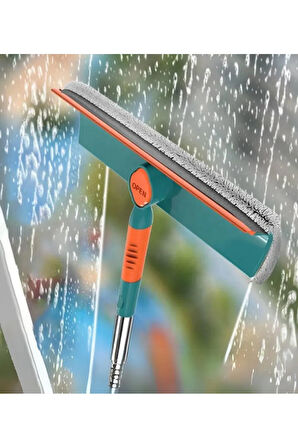 Teleskopik Çift Taraflı Çek Çekli Camsil Duvar Yüzey Cam Silme Aparatı Mop Mikrofiber