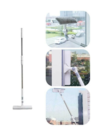 Büyük Boy Dayanıklı Mikrofiber Bezli Bükülebilir Teleskopik Cam Silme Aparatı