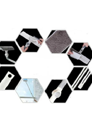 Büyük Boy Dayanıklı Mikrofiber Bezli Bükülebilir Teleskopik Cam Silme Aparatı