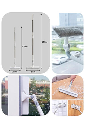 Büyük Boy Dayanıklı Mikrofiber Bezli Bükülebilir Teleskopik Cam Silme Aparatı