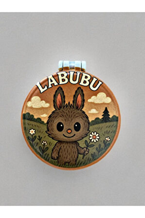 LABUBU temalı Plastik El Aynası. Çap: 9cm. Çift Taraflı