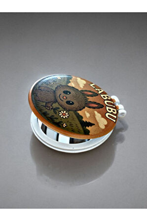 LABUBU temalı Plastik El Aynası. Çap: 9cm. Çift Taraflı