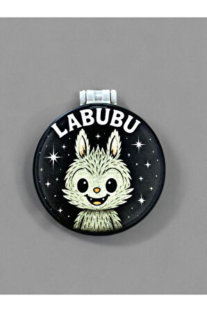 LABUBU temalı Plastik El Aynası. Çap: 9cm. Çift Taraflı