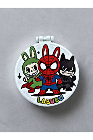 LABUBU Baskılı Plastik El Aynası. Çap: 9cm. Çift Taraflı Ayna.