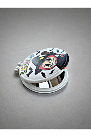 LABUBU Baskılı Plastik El Aynası. Çap: 9cm. Çift Taraflı Ayna. Mor