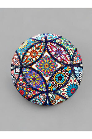 Işıltılı Karışık Desenli Çift Taraflı Yuvarlak Cep Çanta Makyaj Aynası 7cm çap