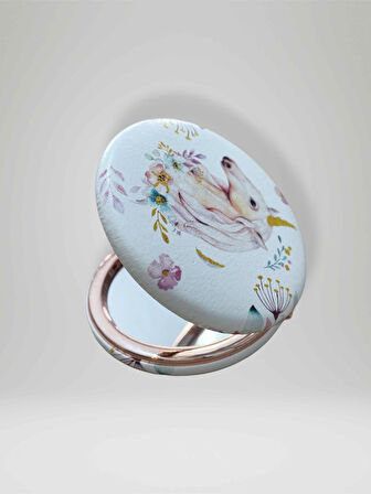 UNICORN Temalı Çift Taraflı Yuvarlak Cep Çanta Makyaj El Aynası 7cm çap (KOD:30)