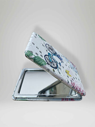 Işıltılı Bisiklet Temalı Çift Taraflı Cep Çanta Makyaj El Aynası 6cm x 9,5cm (KOD:34)