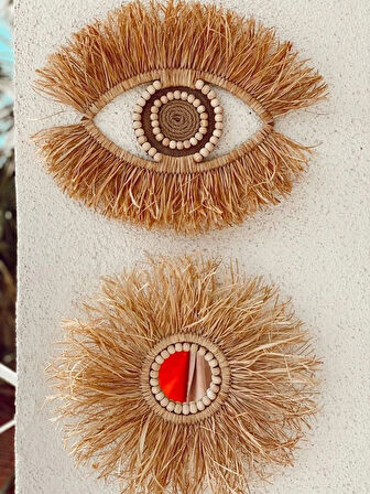 2li Duvar Süsü Boncuklu Rafya Göz Modelli