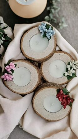 Ahşap Hediyelik 50 adet Kütük Mumluk Söz, Nişan, Kına,bebek, Nikah Şekeri - Kraft Kutulu