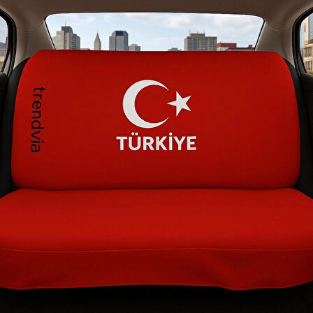 Kırmızı Renk Oto Koltuk Kılıfı Türkiye Modeli – Ay Yıldızlı Penye Ön Arka Koltuk Kılıfı Seti