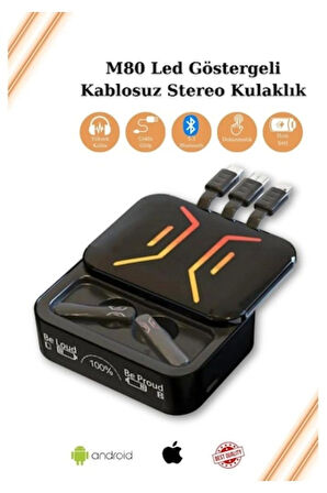 Yüksek kaliteli M80 Bluetooth kulaklık anc/Enc özellikli powerbank özellikli aynali