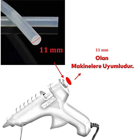 Winnboss Kalın Şeffaf Sıcak Mum Silikon 11MM 30CM 10 Adet