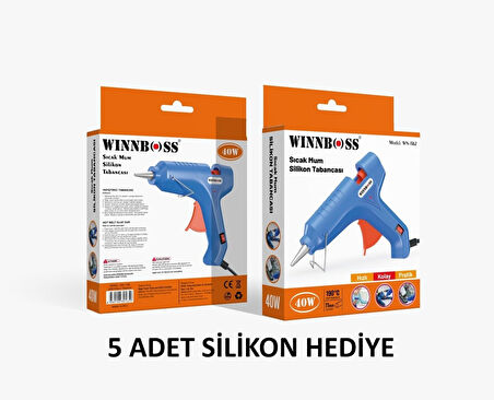 Metal Uçlu-Düğmeli-40W-190C 11MM Çapında Kalın Sıcak Mum Silikon Tabancası+5 Silikon Hediye