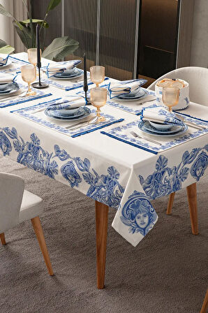 Azure Blue, Yemek Masası, Mutfak Masası Takımı, Masa Örtüsü,Runner,6AmerikanServis,6KumaşPeçete