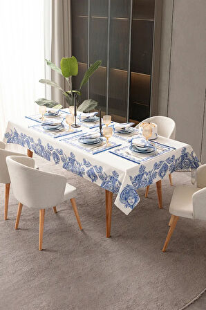 Azure Blue, Yemek Masası, Mutfak Masası Takımı, Masa Örtüsü,Runner,6AmerikanServis,6KumaşPeçete